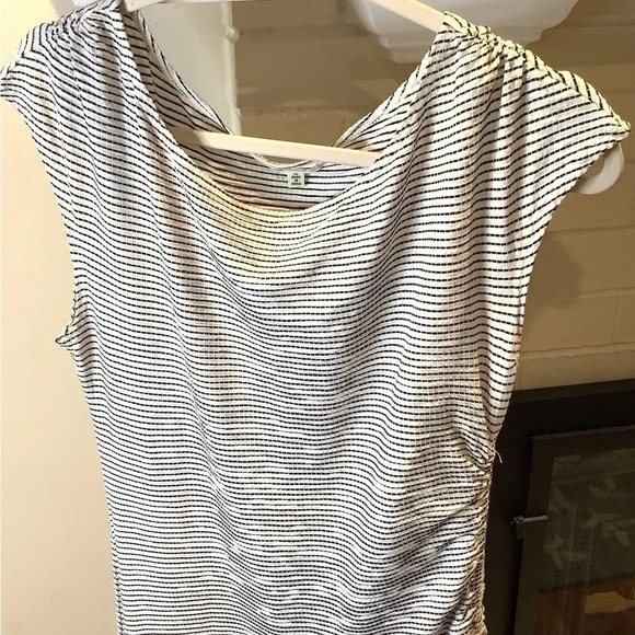 Sporty Max Studio Super Soft Black and White Side Ruched Dress Sz Medium #19 - Picture 9 of 14